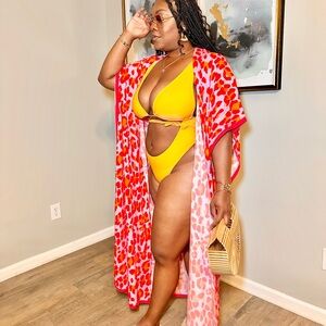 Swimsuit Coverup. Only worn for the picture.